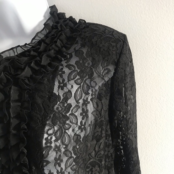 COPY - Red Coral Black Floral Lace Cardigan Sweater - Picture 7 of 15